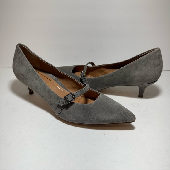 Vionic Minnie Kitten Heel Shoe Charcoal Gray Kid Suede Women’s Pumps Size 10 - Picture 2 of 16